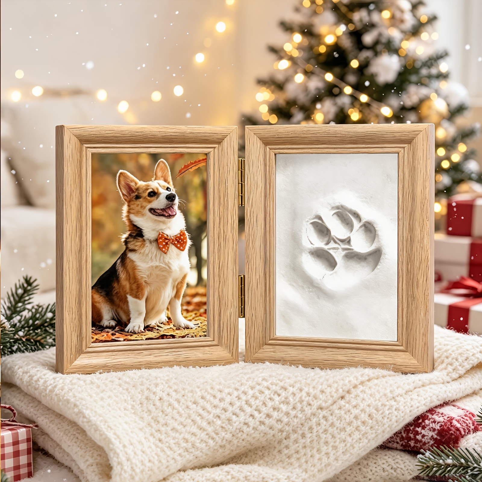 TEMU Irregular Clay Photo Frame, Desktop Decorative Photo Frame With Clay Kit, Paw Print Making Kit, Cat Or Dog Memorial Keepsake Gift, Decor, Wooden