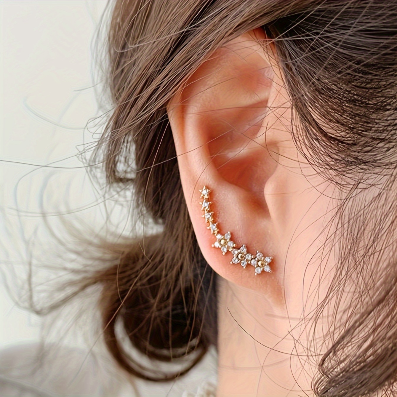 

Elegant Vintage Star Earrings With Synthetic Zirconia - Stainless Steel Ear Needle, Zinc Alloy, Daily & Gift Wear - Valentine's Day Versatile Studs