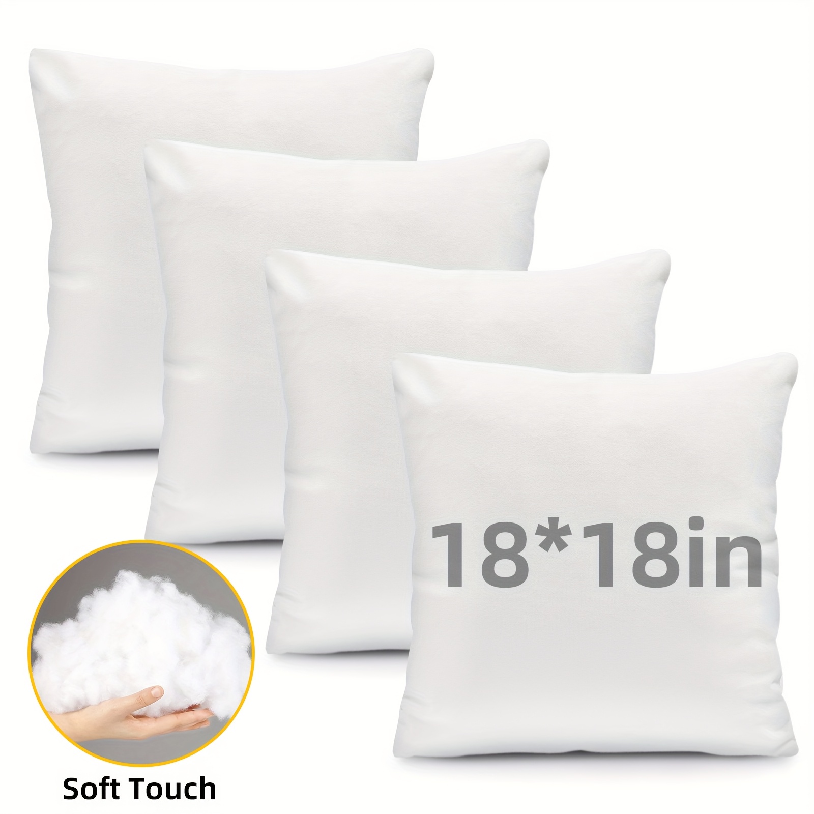 TEMU 4-pack/6-pack 12x20/18x18/20x20 Inch Outdoor High Quality Pillow Inserts, Soft Fluffy Throw Pillows, High-capacity Microfiber Filled Pillow