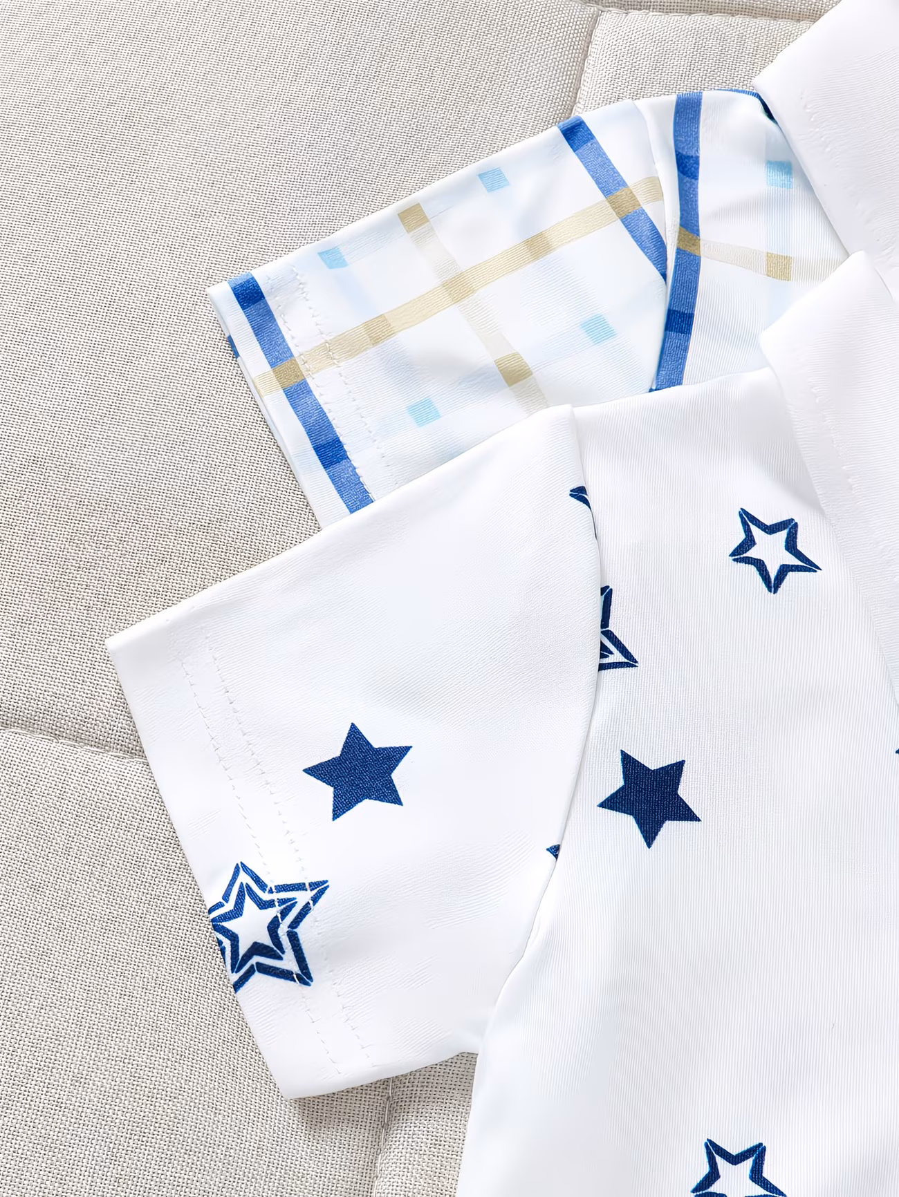 ensemble dété 6-36 mois pour enfant de style , ensemble décontracté et 4 pièces : chemise à manches courtes à ouverture semi-ouverte avec et imprimé + short uni, parfait pour lextérieur 3