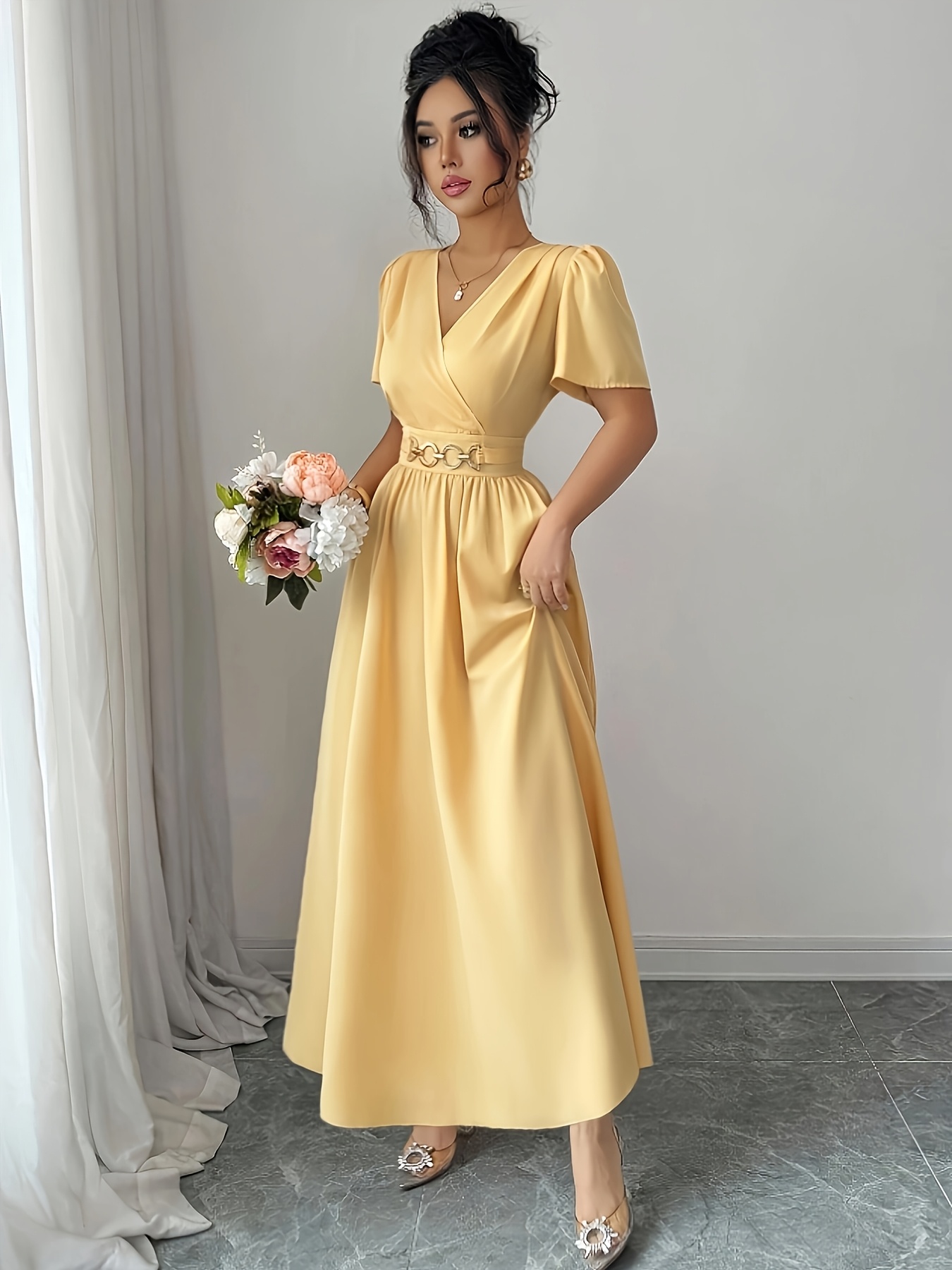 cut out wedding guest dress Floral Cut-Out Tie-Up Midi Dress White / M
