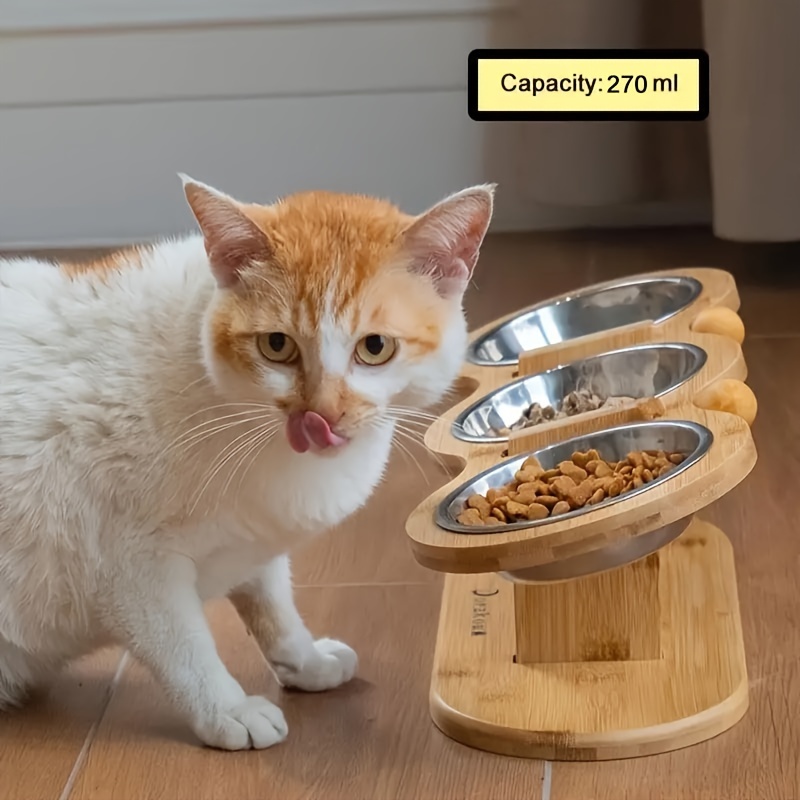 

High-quality Upgraded Model Tall Cat Bowl, Adjustable Cat , 15-degree Tilt Cat, Puppy And Small Pet , Raised Dog , Adjustable Dog Food And Water Bowl, With 3 Stainless Steel Brackets, Pet