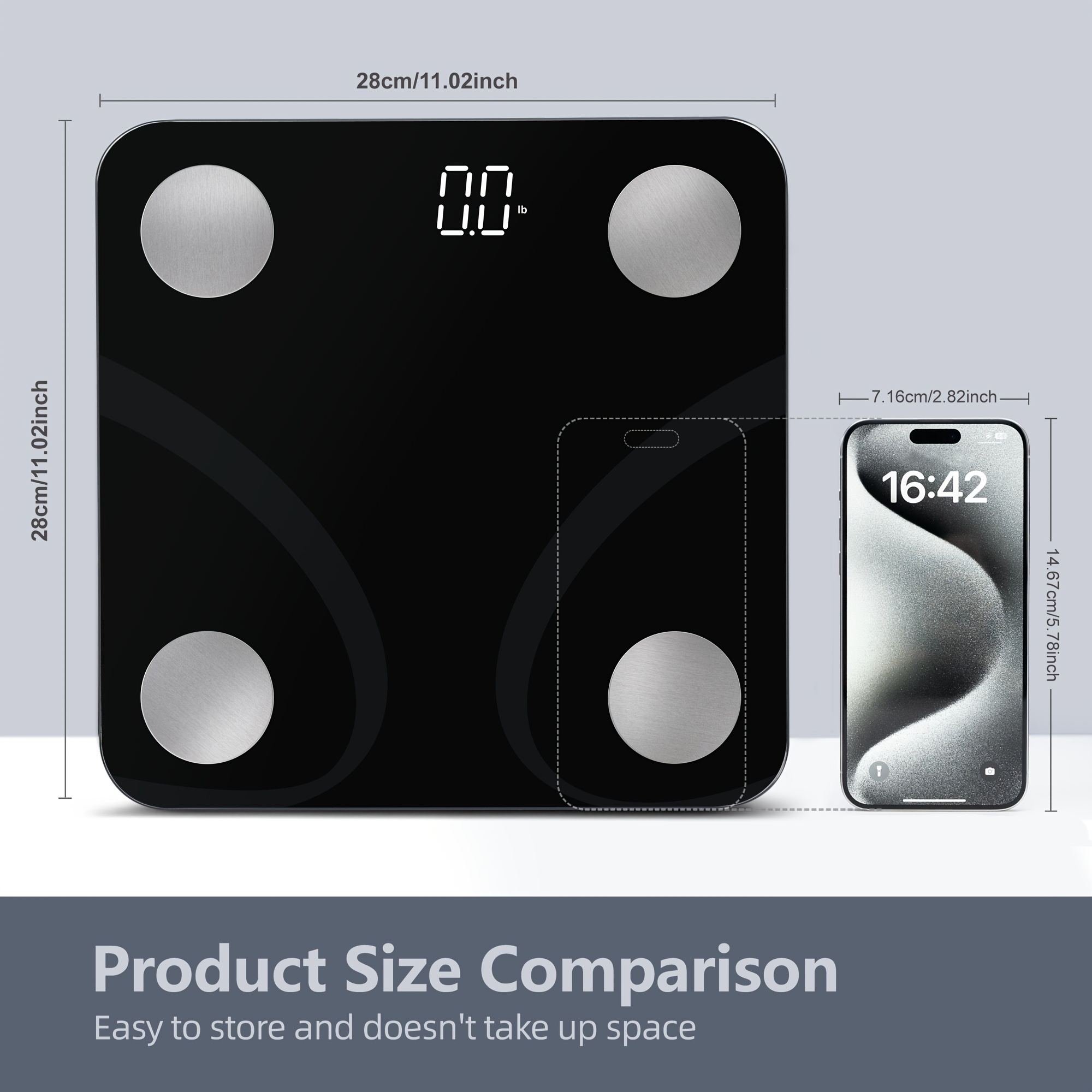 스마트 체중계, 400lb 용량, bmi 추적기, 앱 동기화 호환, led 디스플레이 - 블랙 (배터리 미포함), 정확한 체중 측정, 다중 데이터