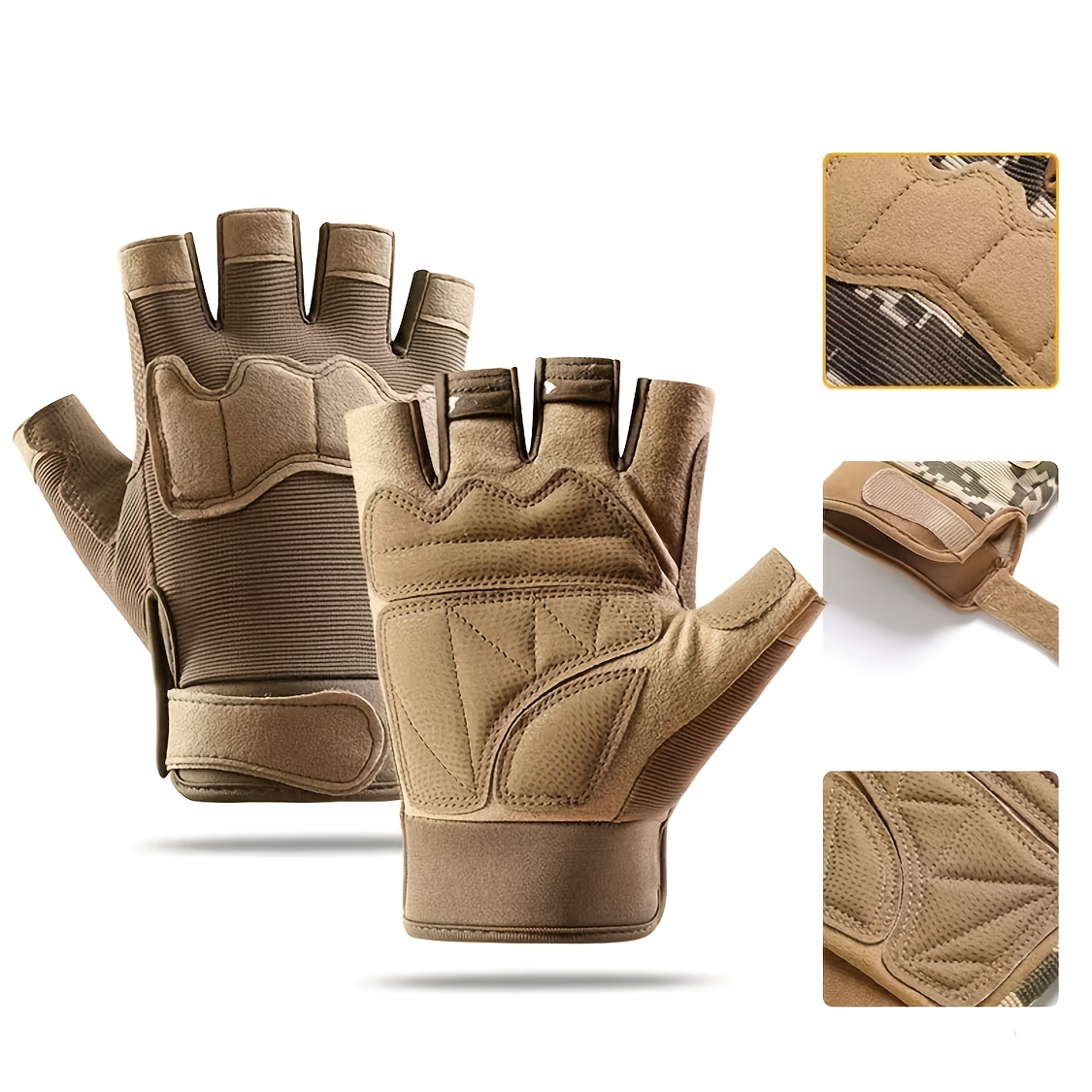 

Anti-slip Tactical Gloves - Breathable, Half Finger Design For Outdoor Camping, Fishing & Cycling - Ginger Yellow, Hand Gloves