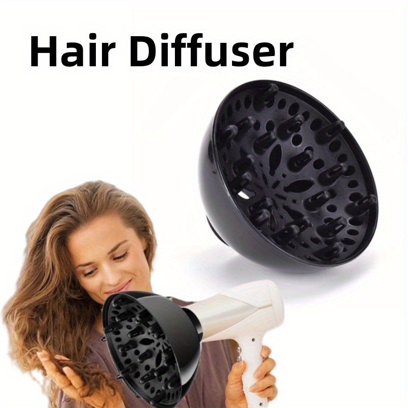 TEMU Professional Black Hair Diffuser Attachment For Hair Dryers - Ideal For Thin To Thick, Curly Hair - Salon-quality Styling Tool, Enhances , Hair