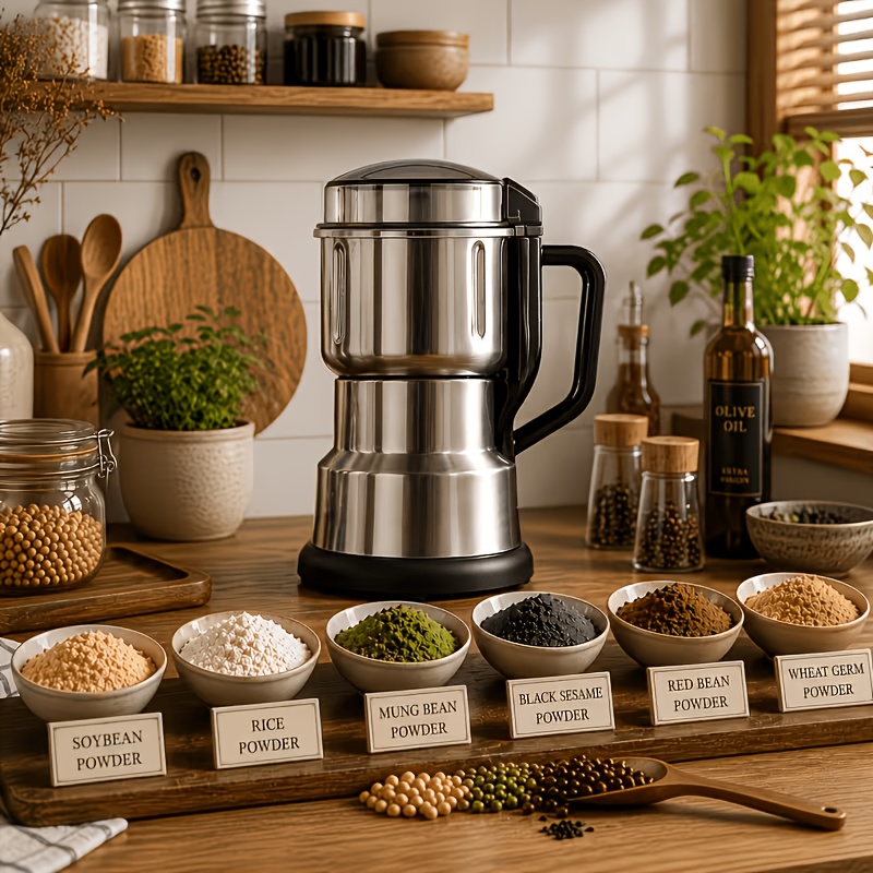 TEMU 300w Electric Coffee Grinder With Powerful Motor, 10-second Fast Grinding, 4-blade Stainless Steel Bean Grinder, 400g/400ml/14oz Deep Grinding