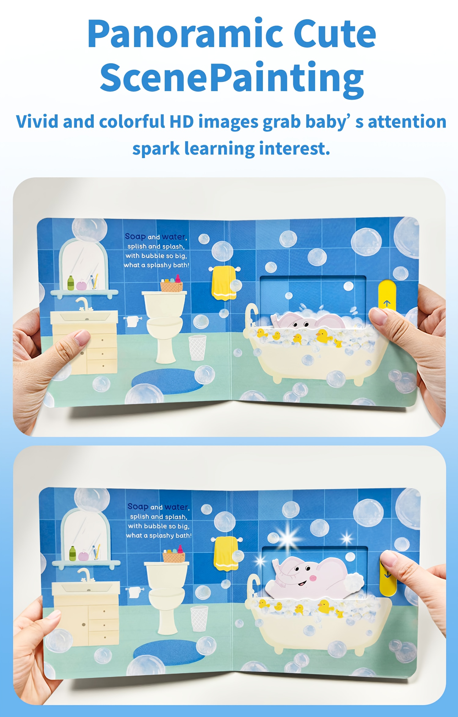 Elephant'S Bubble Bath Lift-The-Flap Books, Good Bath Habit Formation for Kid, Cute Illustration Style, Interactive Picture Push-Pull Book, Early Education Enlightenment, Best Birthday Gift, Bear Tale