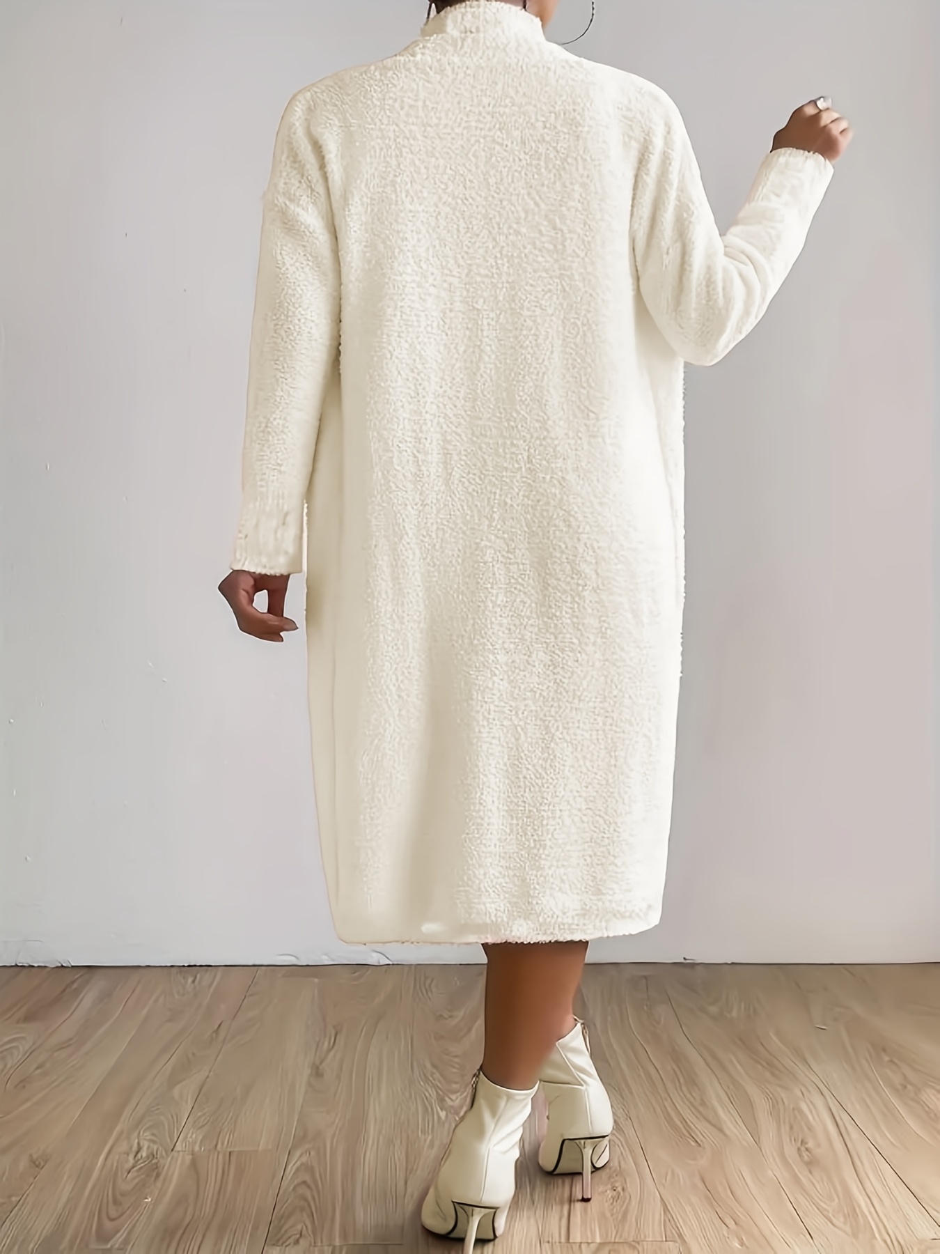 plus size plus size womens cozy teddy bear sweater dress Temu