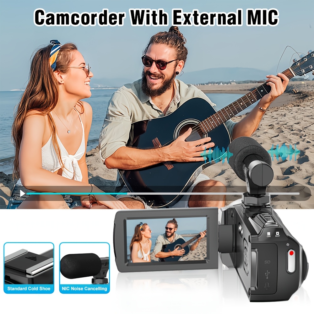 videocamera 4k 48mp per vlogging con zoom digitale 18x, webcam con   da 3.0 pollici rotazione a 270  , microfono esterno, regalo per san valentino,  , festa del papà, compleanno Dettagli dell'articolo 6