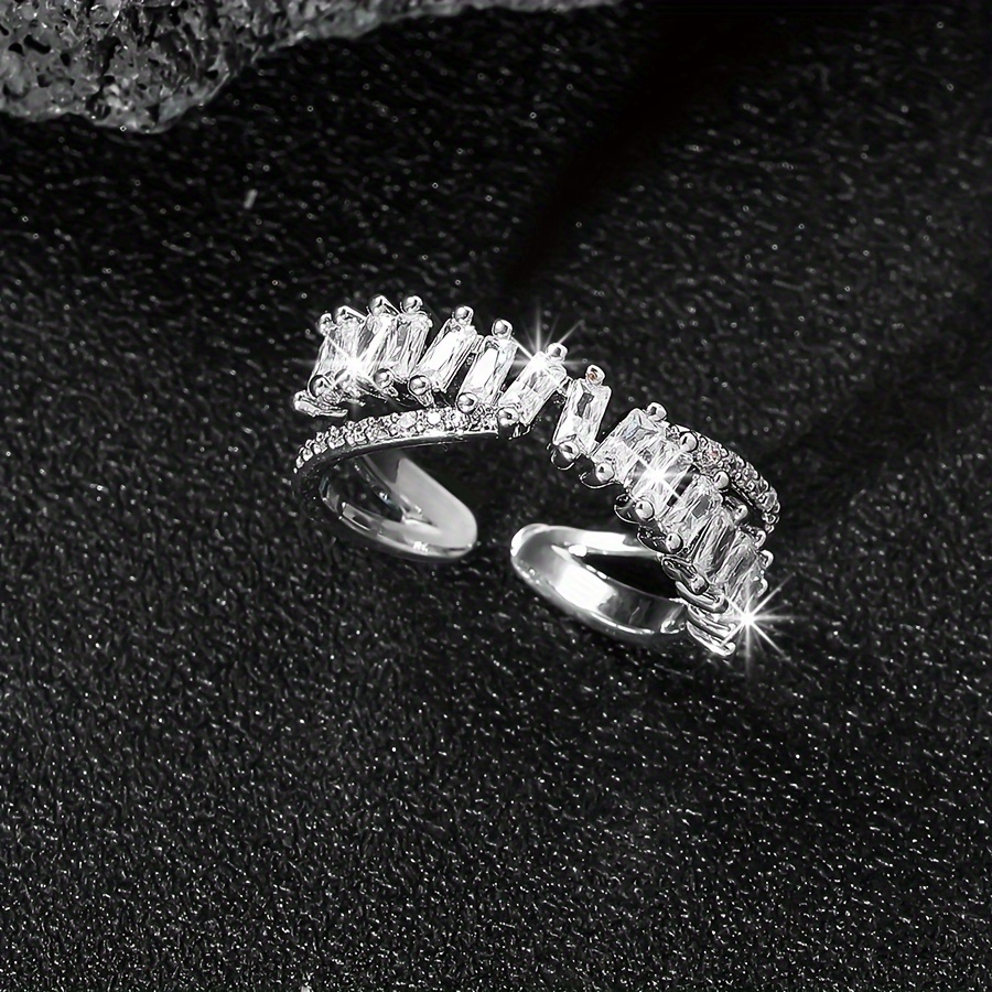Luxury Exquisite High-End Zirconia Open Ring, Elegant Gift