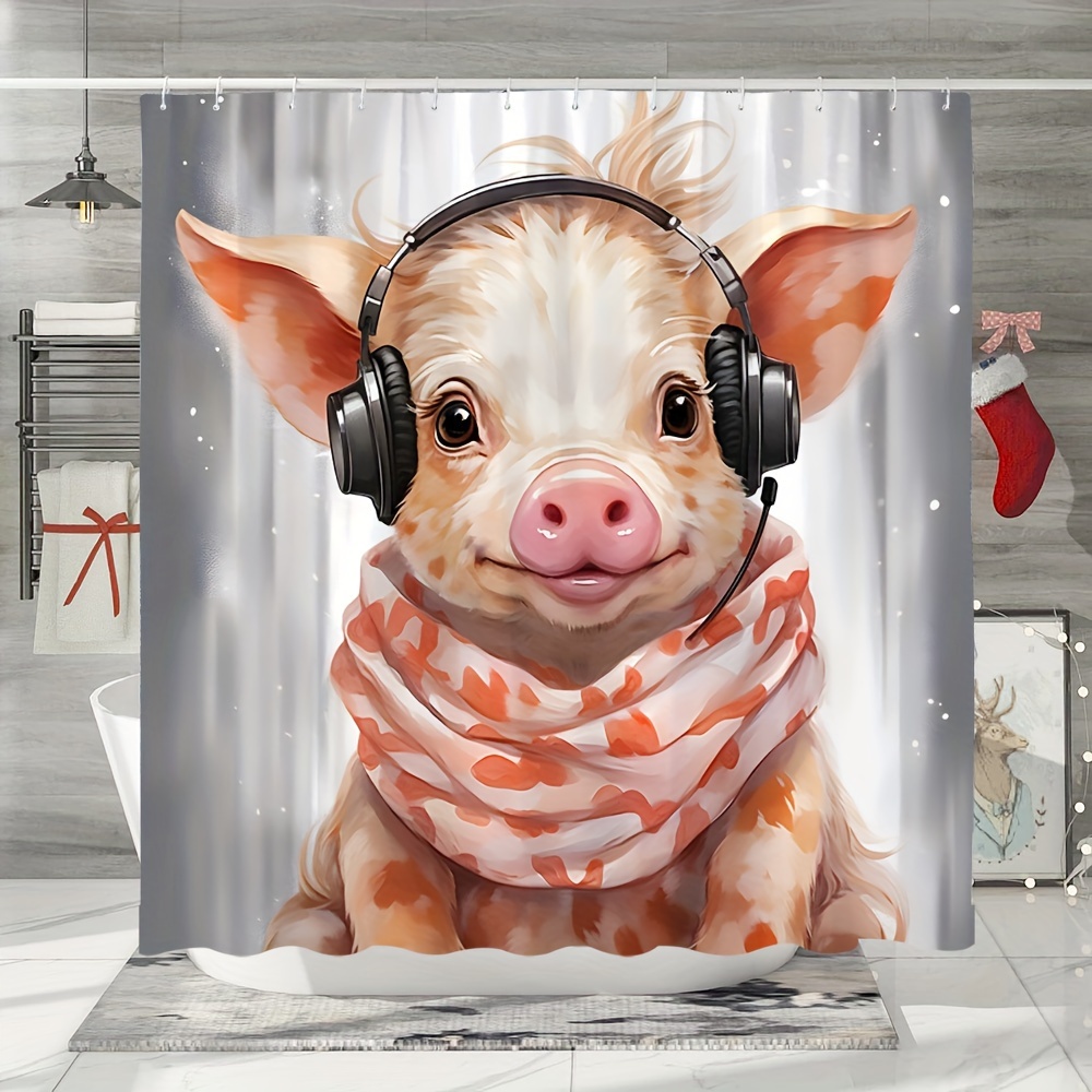 Fun Pig Shower Curtain Rustic Country Animal Shower - Temu