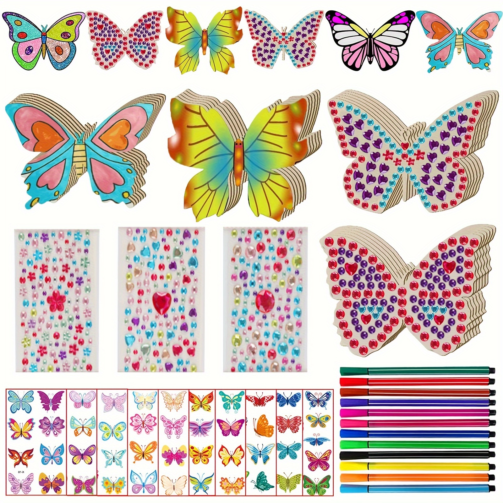 

Butterfly Craft Set, Butterfly Decoration, Handmade Diy Birthday Gift, Butterfly Craft And Gem Stickers, Diy Birthday Craft Set