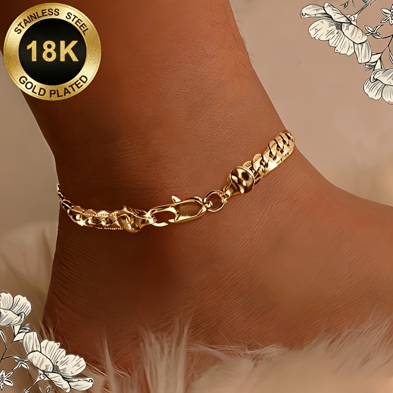 Women's 18K Gold-Plated Anklet with Birthstone, Elegant Design