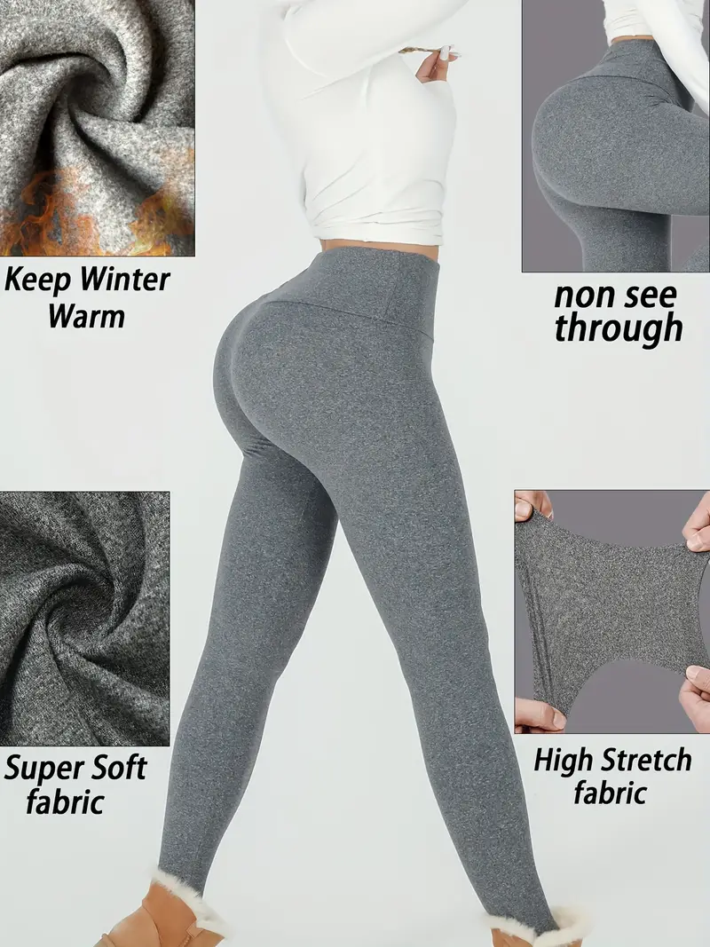 Women's Thermal Fleece Lined High Waisted Leggings Workout - Temu