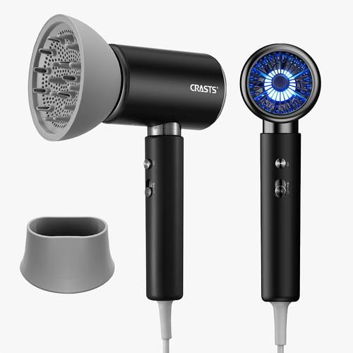 european standard hair dryer hair dryer comb set household high dryer with blue light hot and cold air salon barber shop use high famous quiet hair dryer with nozzle and diffuser black
