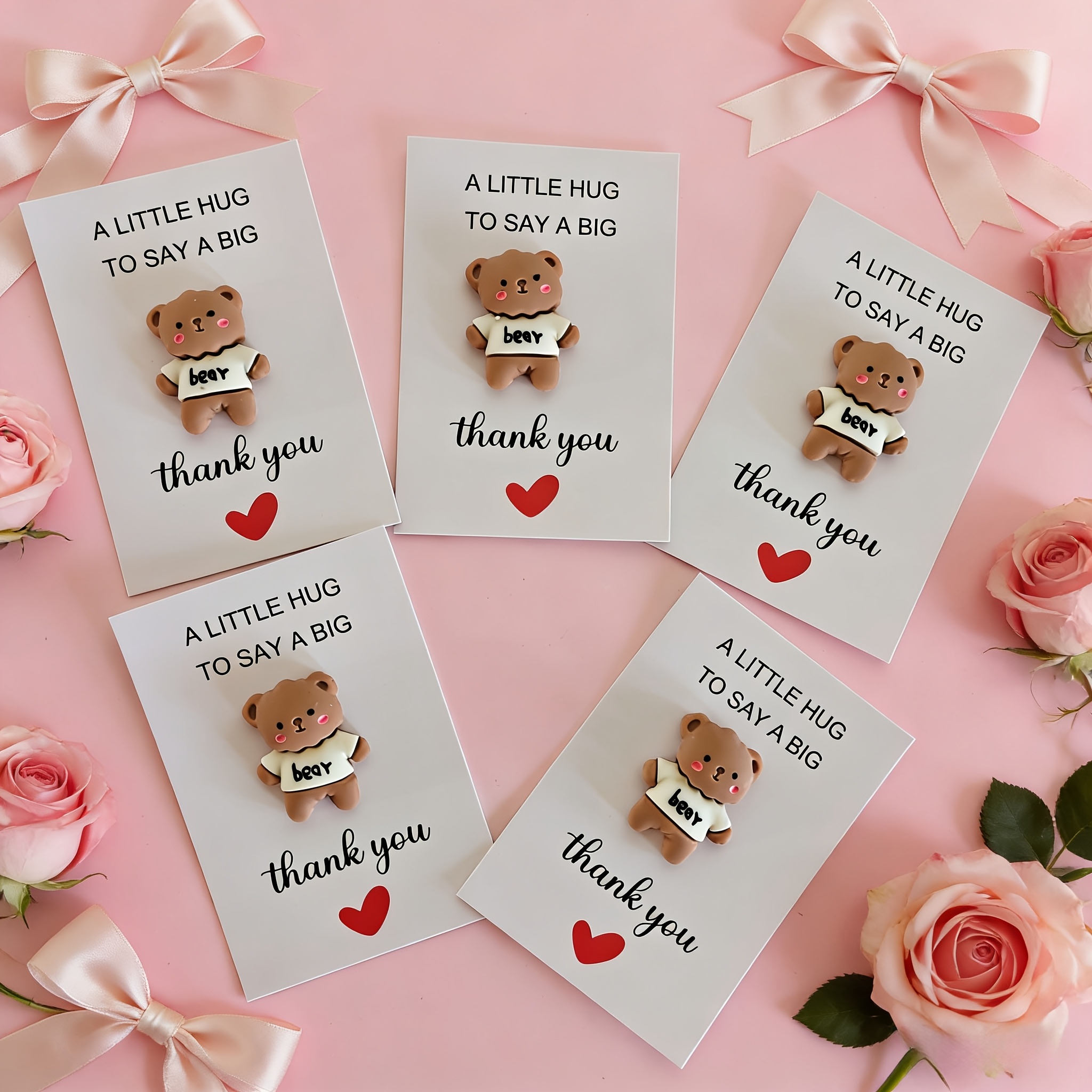 TEMU 5 Sets Of Little Bear Greeting Cards | "thank You" Messages, Creative Handwritten Notes, Suitable For Occasions, Ideal For Gifts To For , Party