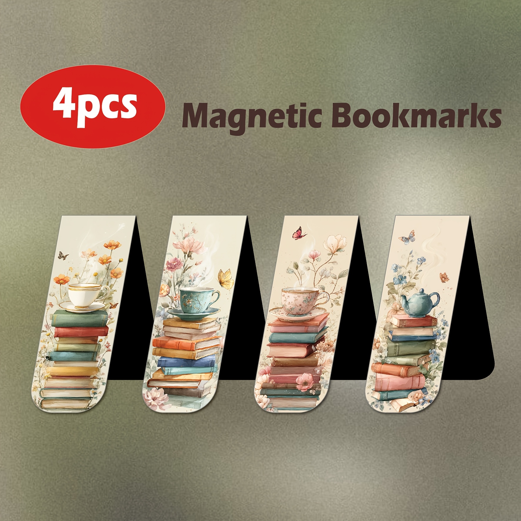 TEMU 4pcs Set Of Book Illustration Bookmarks, Magnetic Page Markers For Students And Teachers (4pcs/set)