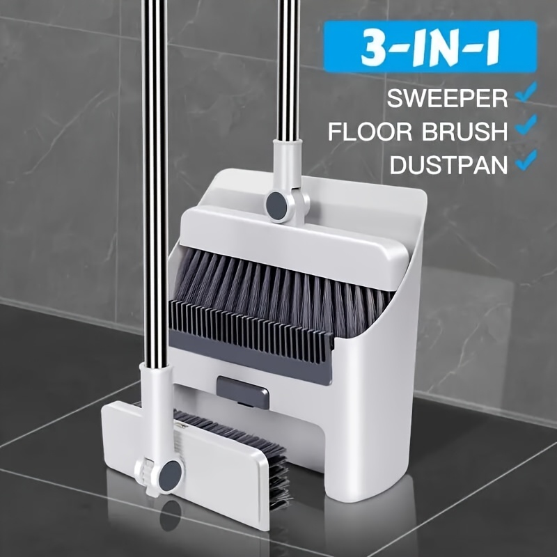 TEMU Long-handled Set Of Broom And Dustpan For Upright Sweeping And Dustpan