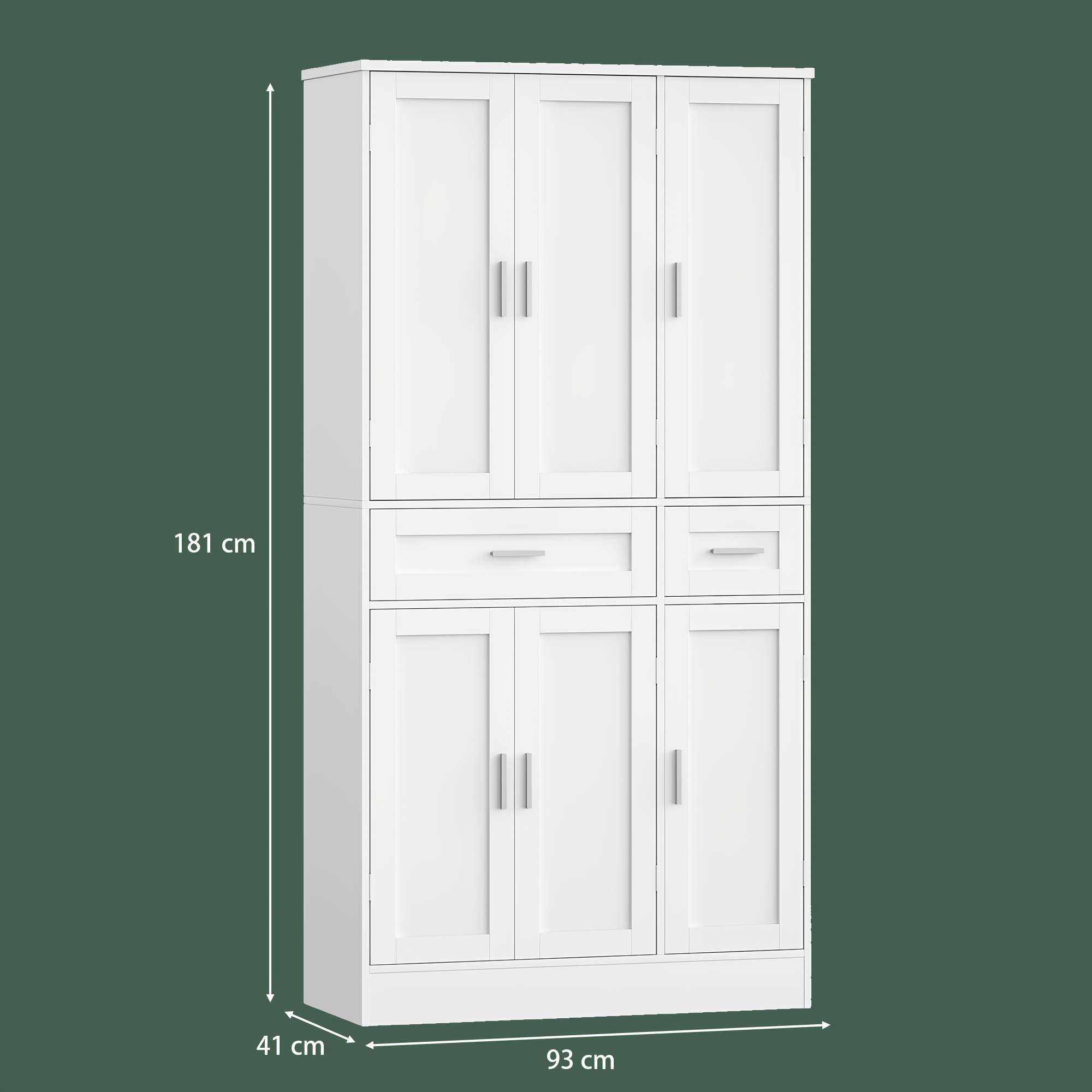 Image of 181cmbuffet Cabinet, 6 Doors And 2 Drawers, Featuring A 9-tier Door-back Storage System, Adjustable Shelves, Anti-tip Stabilisers, Large Storage Capacity, Modern