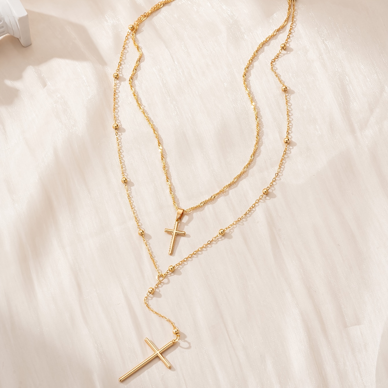 1pc Of Women's Fashion Y-shaped Necklace, Bohemian Colorful Glass Chain Cross Decoration Pendant Necklace, Party Banquet Music Festival Jewelry ( Random)