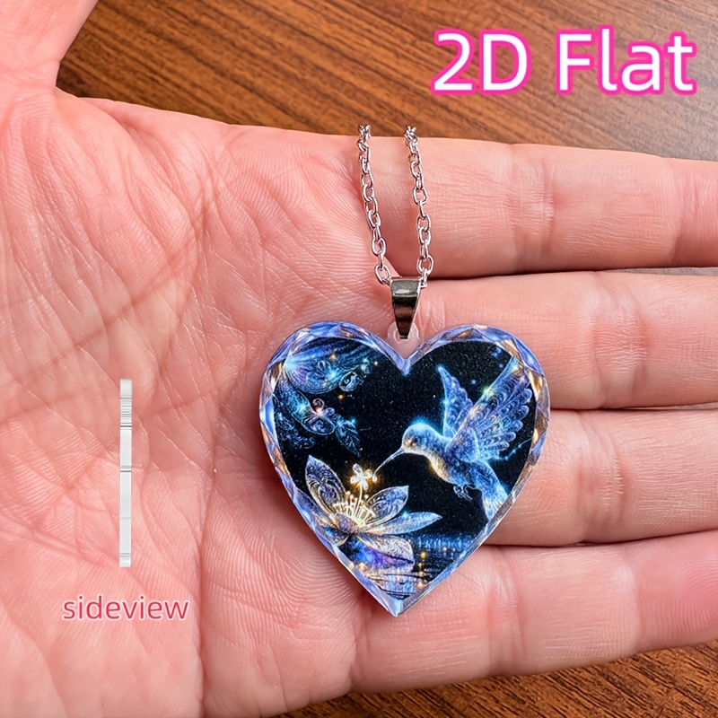 TEMU Collier avec pendentif de cœur, plat 2D, élégant et , pendentif breloque en acrylique, bijou au design de cœur pour vous, cadeau d'anniversaire,