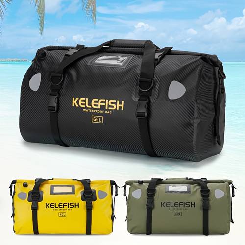 kelefish waterproof duffel bag 40 66l roll saddlebags for street motor scooters adjustable straps pvc material quick fixed for motorcycling rafting kayaking sup boating travel