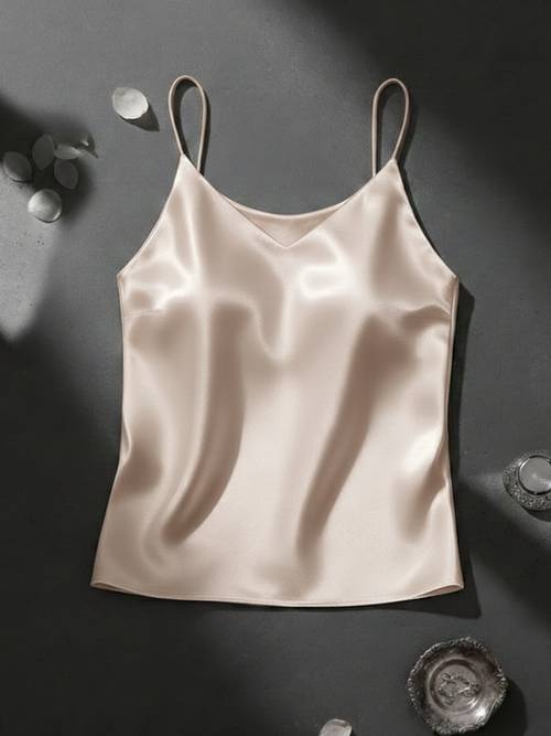 1pc womens camisole tank top solid color backless top satin small camisole suit base layer base camisole tank top