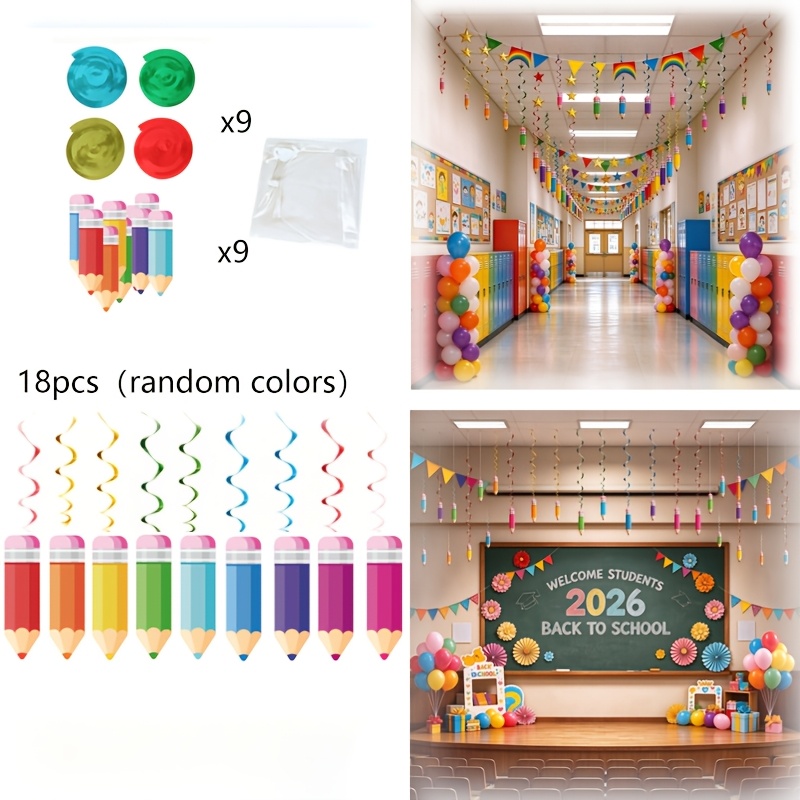 TEMU 18 piezas/juego, Decoraciones para , Adorno de lápiz en con cinta, 9 etiquetas de lápices y 9 cintas en aleatorios, Decoración colgante para el