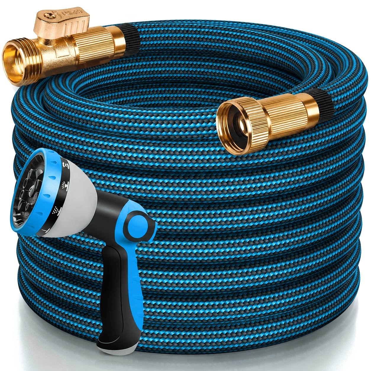 TEMU Tuyau d'arrosage robuste de 25/50/75/100/150 pieds, avec raccords en laiton de 3/4", étanche, matériau en caoutchouc durable, filetages standard