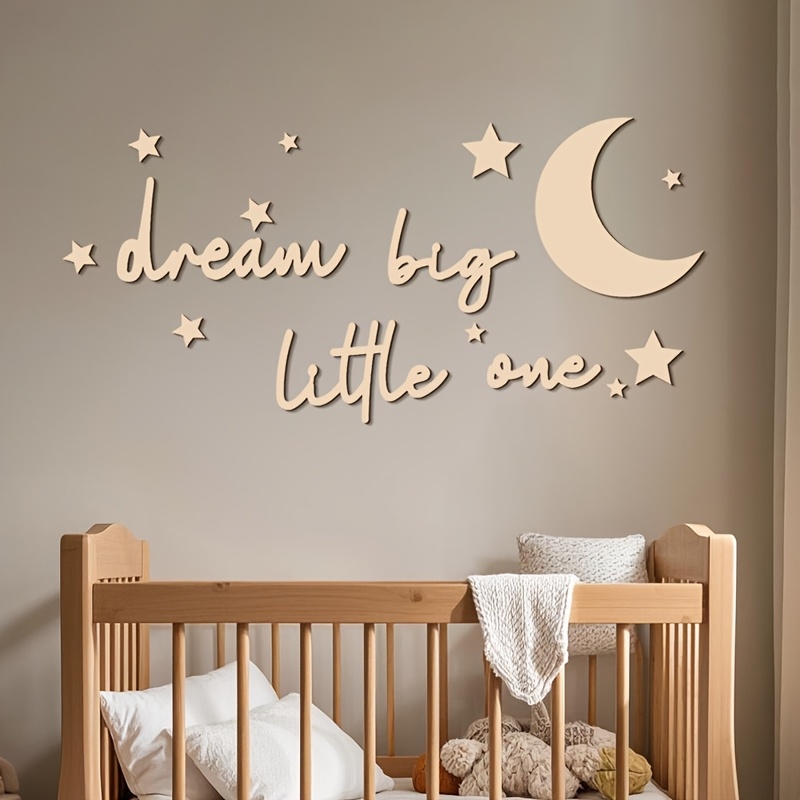 1 set modern wooden wall     one with moon and stars theme wood wall art wall stickers wood words phrases with   dots reusable and easy to stick for living room bedroom playroom no electricity needed suitable for 14 up
