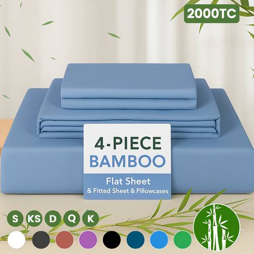 luxurious 2000tc cooling bamboo sheet set breathable soft fade resistant 40cm deep pocket ideal sheet sets for bedroom hotel christmas gift