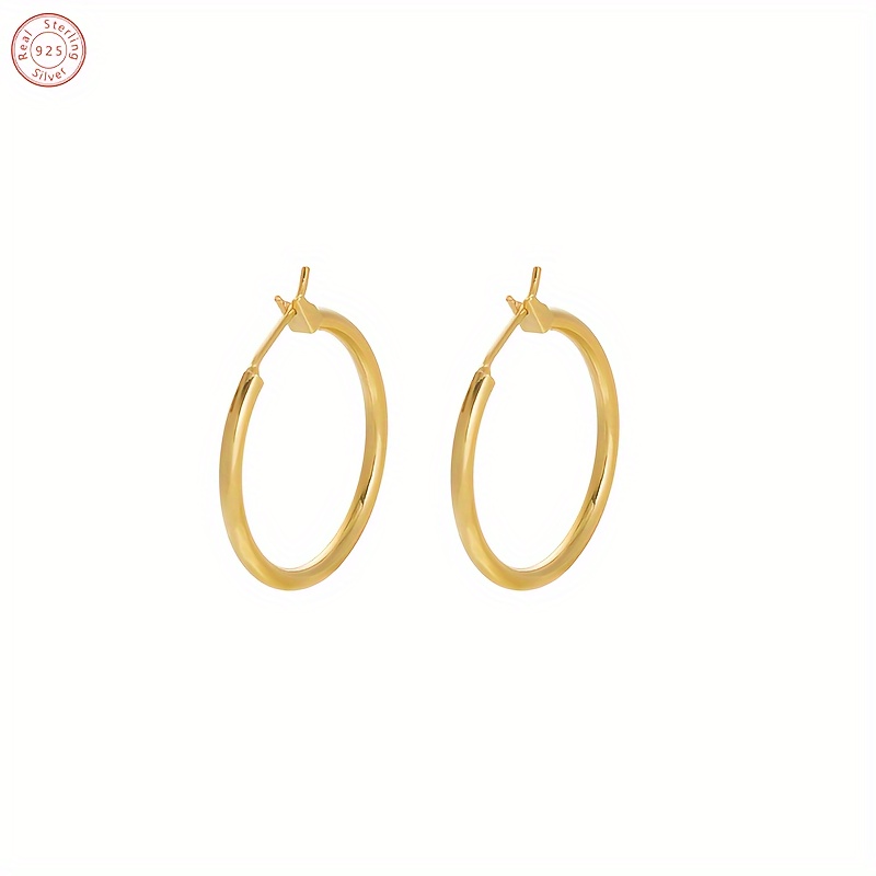 

A Pair Of Solid Ring 925 Silver Earrings, Simple And Elegant, 1mm/0.04in Wide, Suitable For Women's Daily Commuting And Presented In A Beautiful Gift Box