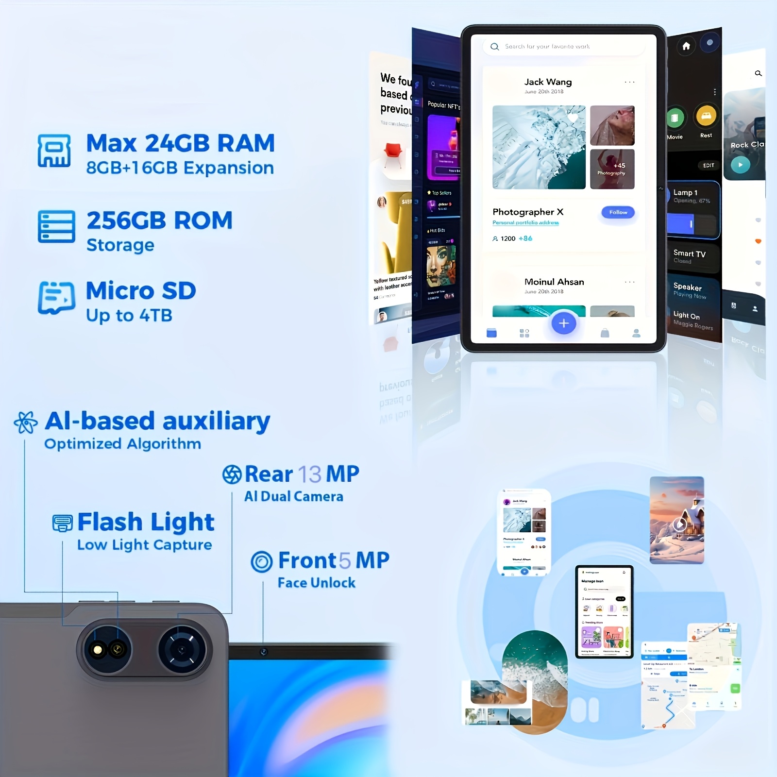 Android 16 System Android Tablet, 12-inch Tablet with Keyboard, 24GB (8GB+16GB) RAM+ 256GB ROM, 5MP+13MP Camera, Supports 2.4G and 5G WiFi, Adopts IPS Display, Includes GMS Services, 2-in-1 Tablet, Comes with Protective Cover, Mouse, and Stylus