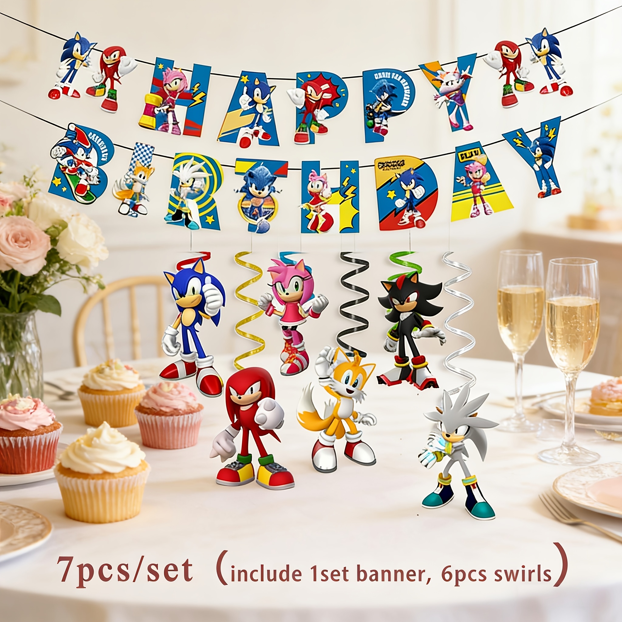 Image of 7pcs/set Party Decoration Set, Including 1pc Letter Banner, 6pcs , , Birthday Party Decorations I Perfect For Halloween
