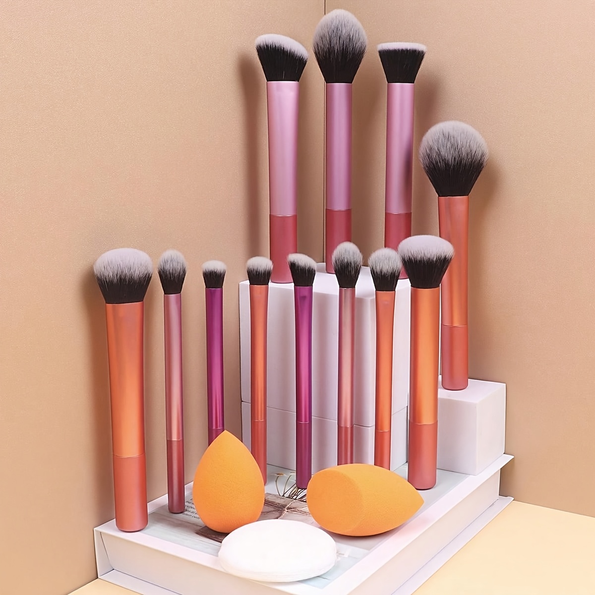 15pc Makeup Brush Brush, 12/7-pcs Brushes , Beginner Makeup Kit,, Beauty Makeup Brushes, Colored Makeup Brushes