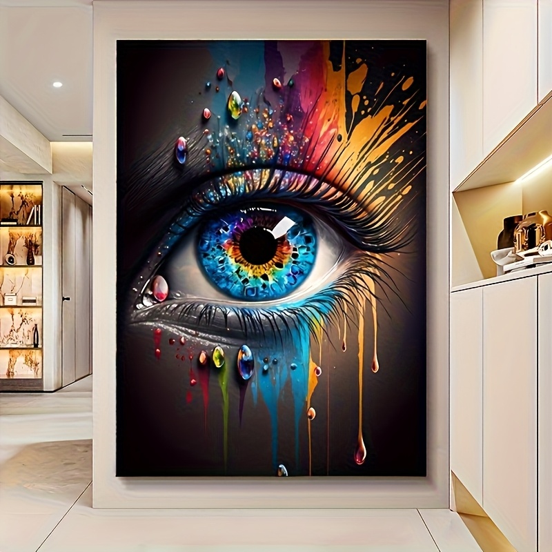 TEMU 1pc Vibrant Abstract Colorful Art - Frameless 2d Canvas Print, Modern Decorative Poster For Living Room, Bedroom, Office - Large Size, Indoor