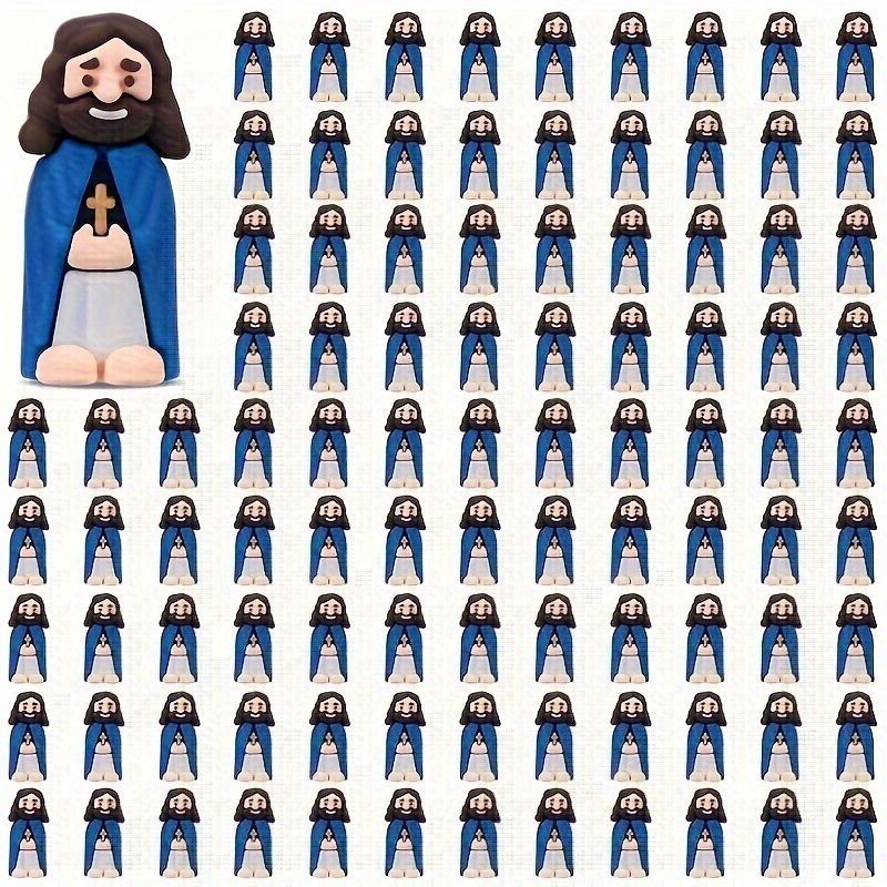 Lot De 50 Mini Figurines De Jésus En Caoutchouc - Environ 3.5x2.7 Cm, 10 Couleurs, Pour Pâques, école Du Dimanche, Cadeaux