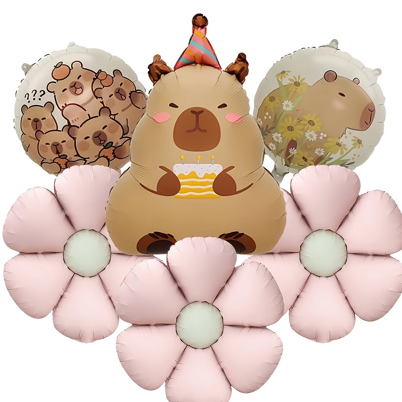 Image of Capybara Macaron Daisy Flower Film Balloon Birthday Party Decoration Balloon