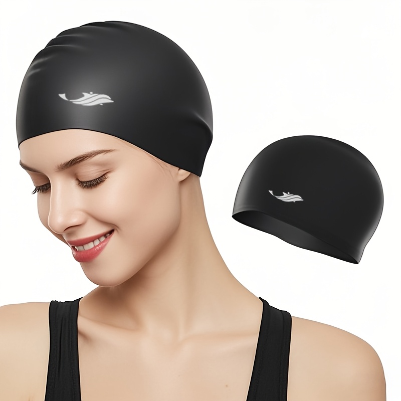 Image of Swimming Cap, Waterproof And Non-slip High-elasticity Silicone Swim Cap, Unisex Silicone Swim Cap, Extra-wide And Extra-large Design, Protects Hair And Ears