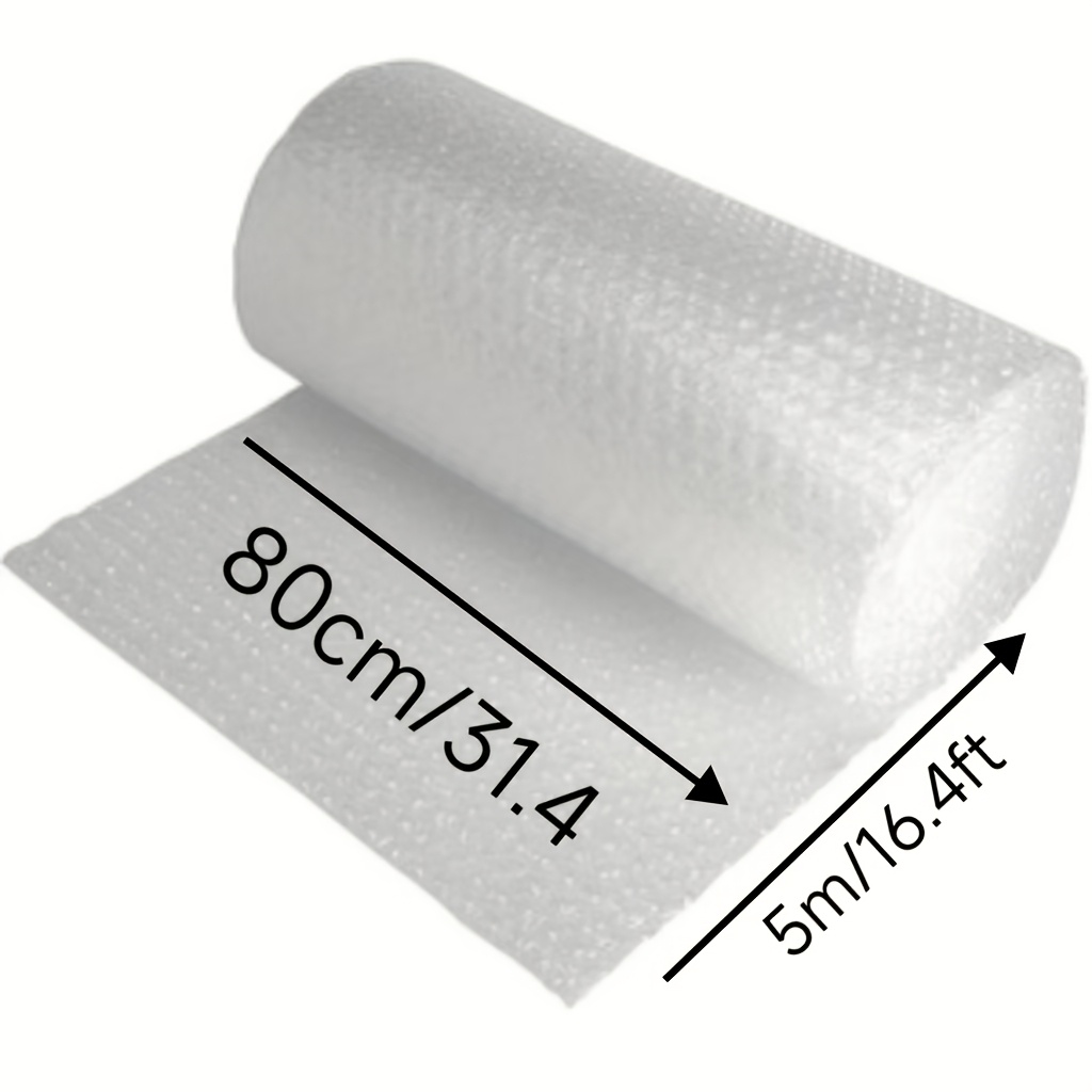 TEMU This Is A Roll Of Large White Bubble Wrap, With A Length Of 5 Meters (16.4 Feet) And A Width Of 60 Cm (23.6 Inches) And 80 Cm (31.4 Inches).