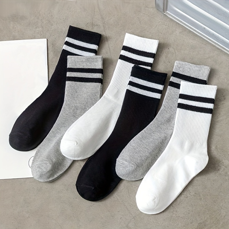 3/6 Pairs of Striped Sports Breathable Women's Socks