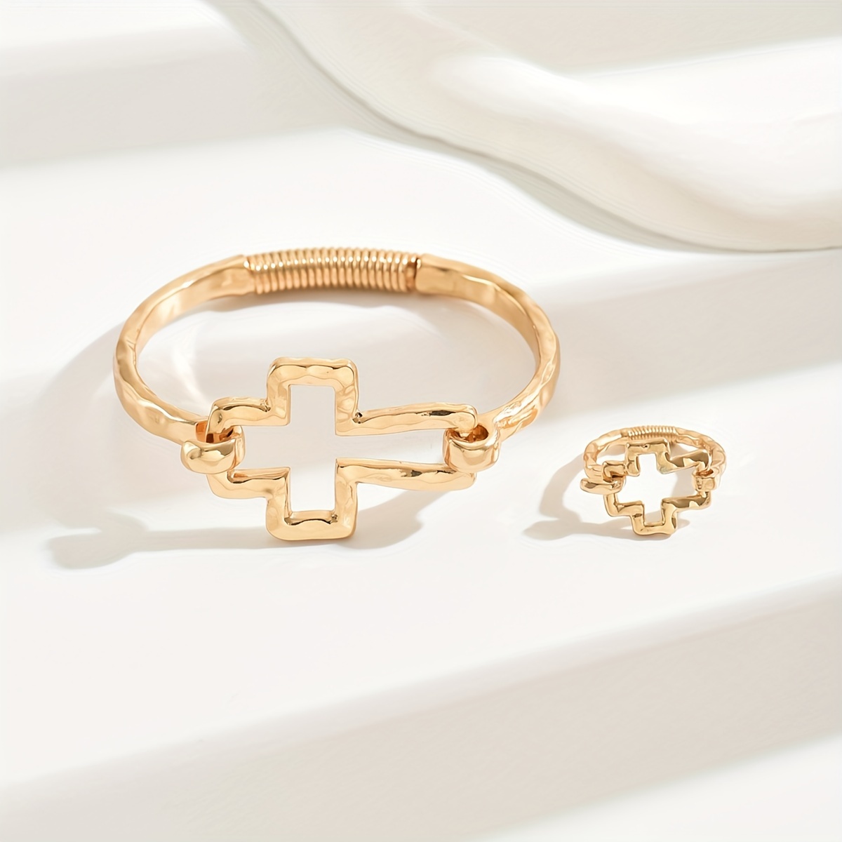 Punk Retro Style Bracelet Ring Set