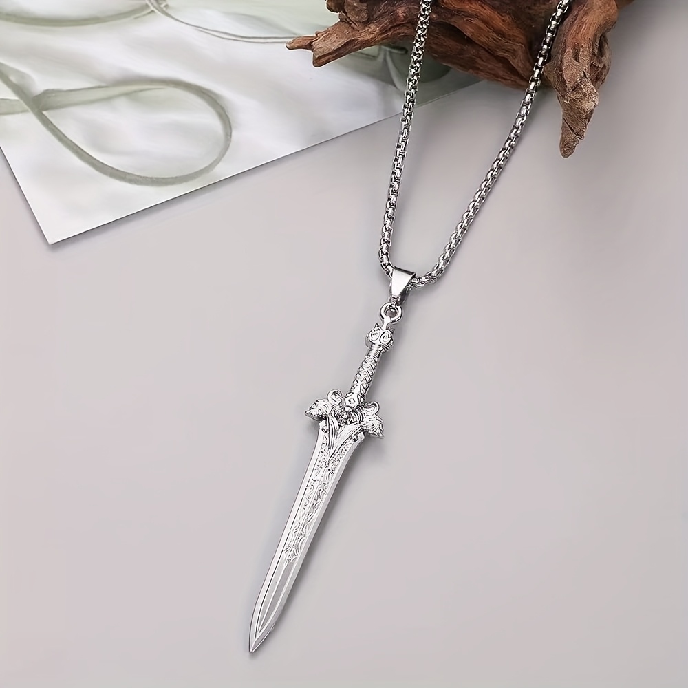 Image of Sword Pendant Sweater Chain - Domineering Trendy Men's Necklace, Vintage Sword Talisman Pendant