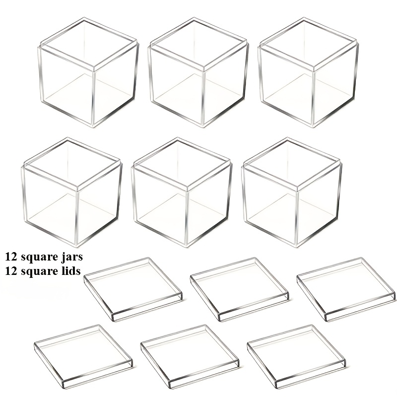 TEMU 24pcs Transparent Acrylic Gift Boxes | (12pcs Square Boxes With 12pcs Lids) Clear Square Containers, Suitable For Birthday Parties/home/office