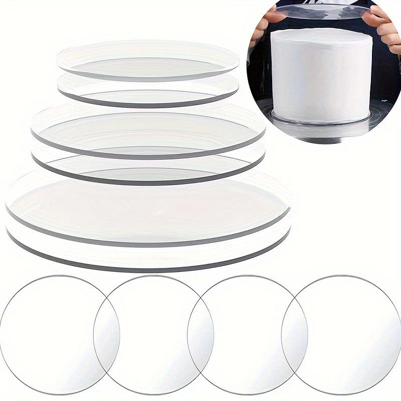 

3-piece Acrylic Cake Boards Set - Versatile Round Discs For Decorating & Baking, Perfect For Birthdays & Holidays