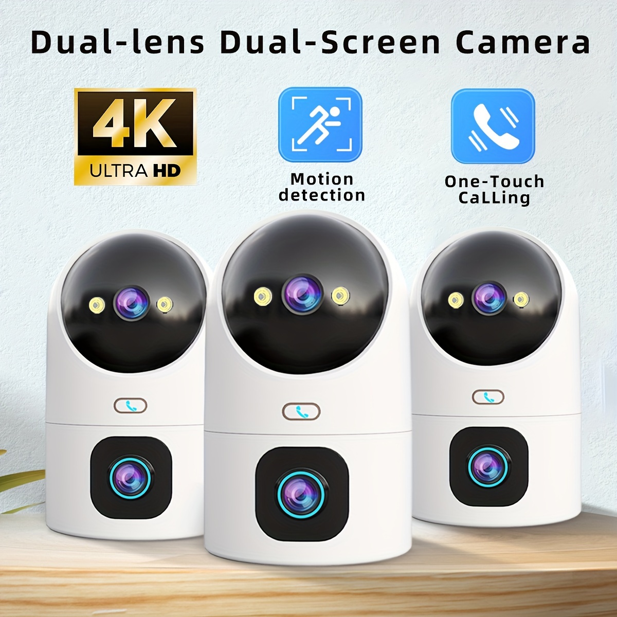 

3pcs 4k Fhd Ptz Wireless Ip Camera 5g Wifi Dual Lens Dual Screen Camera Automatic Tracking Baby Care Day And Night Full Color Sound And Light Alert Voice Warning Monitor Street Security Camera