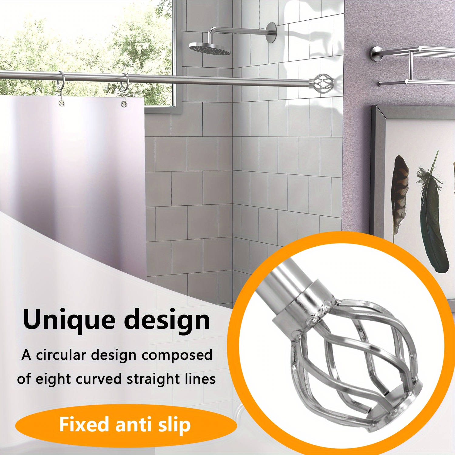 Metal Rustproof Curtain Rod No Drilling Telescoping Shower - Temu