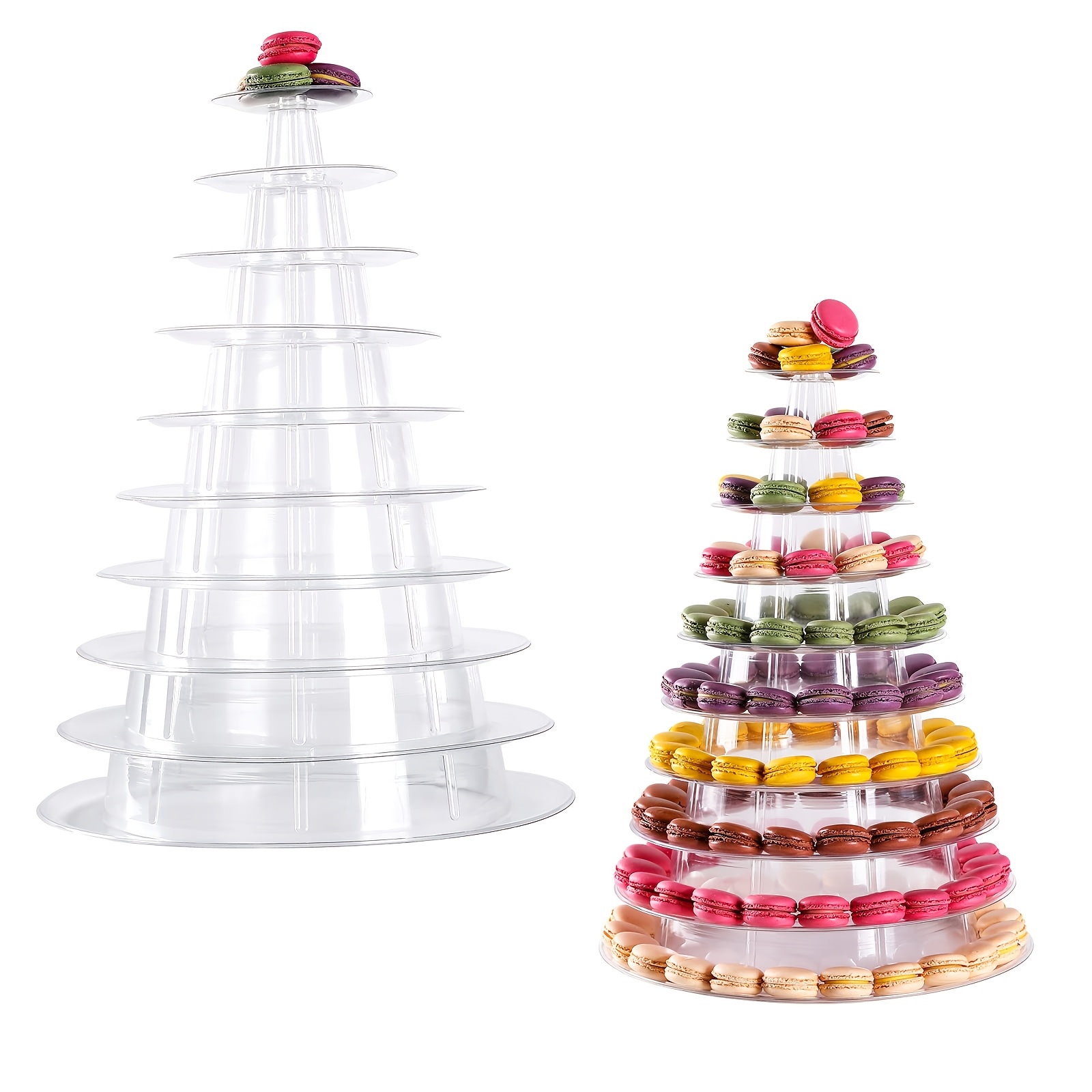macaron tower stand 10 tier adjustable 4 to 13 transparent plastic dessert display stand cupcake holder rack for 230 macarons cake donuts   party wedding birthday baby shower dessert table decoration