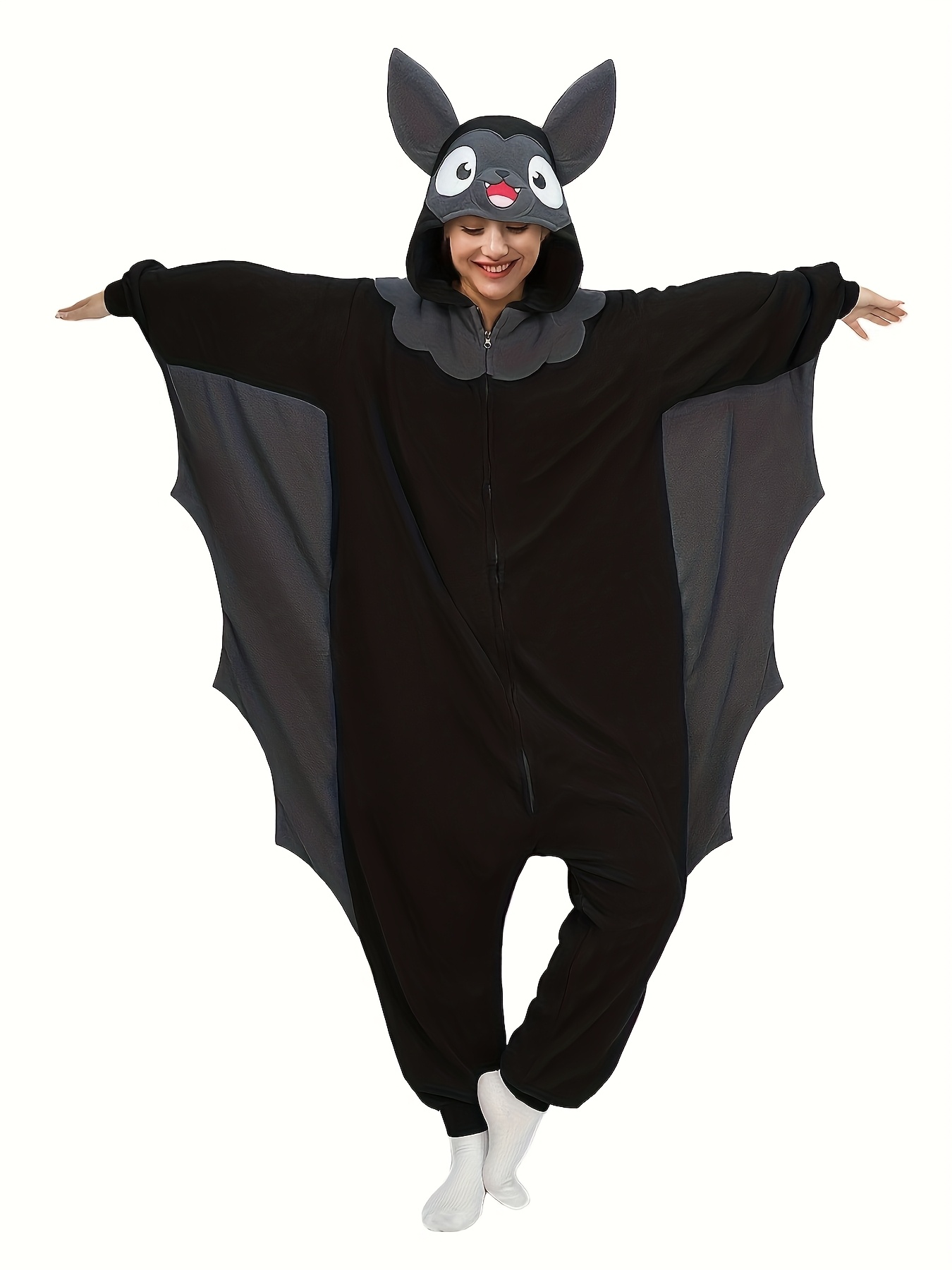 cartoon bat onesie clothing jumpsuit hooded costume ears red Temu