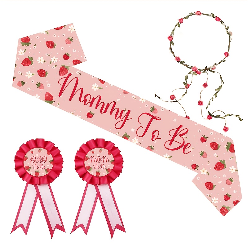 TEMU 4pcs 4pcs Maternity Bra & Wreath Set - Adorable Pink Floral Shower Accessories Suitable For Gender Reveal Parties, Pregnancy Photoshoots,